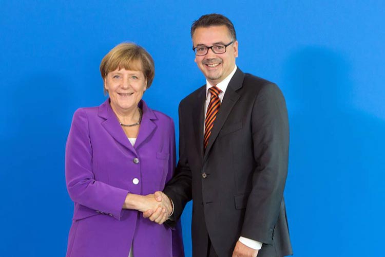 Bundeskanzlerin Angela Merkel wünschte Christoph Baak viel Glück für die OB-Wahl.