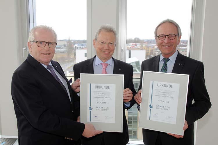 Gerhard Fiand, LzO-Vorstandsvorsitzender, und der ehemalige LzO-Vorstandsvorsitzende Martin Grapentin sind zu Senatoren der Wirtschaft berufen worden.