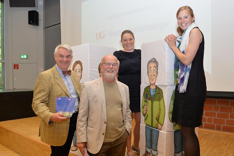 Michael Wefers, Gerhard Harms, Miriam Wiediger und Dr. Stephanie Birkner (von links) sehen in den Gründungen aus der Wissenschaft heraus viel Potenzial für die Region.