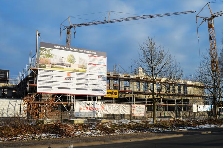 Im Oldenburger Stadtteil Kreyenbrück wird derzeit die Fachklinik Weser-Ems gebaut.