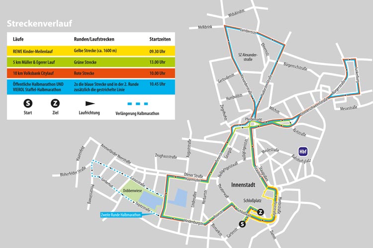 Streckenverlauf des diesjährigen Oldenburg-Marathons.