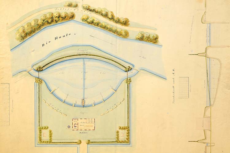 Badeanstalt im Dammtorviertel um 1857.