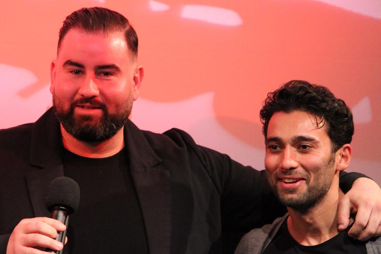 José Barros und Arash Marandi auf der Weltpremiere von „Tyrannenmord“.