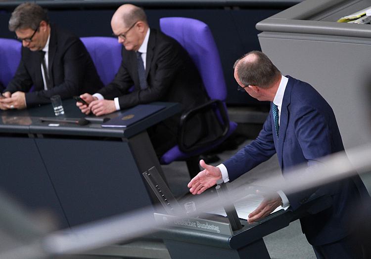 Robert Habeck, Olaf Scholz, Friedrich Merz am 13.12.2023, über dts Nachrichtenagentur