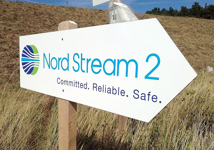 Hinweisschild Nord Stream 2 (Archiv), via dts Nachrichtenagentur