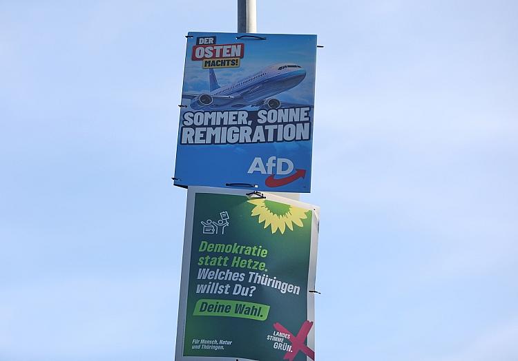 Wahlplakate von AfD und Grünen zur Landtagswahl in Thüringen (Archiv), via dts Nachrichtenagentur