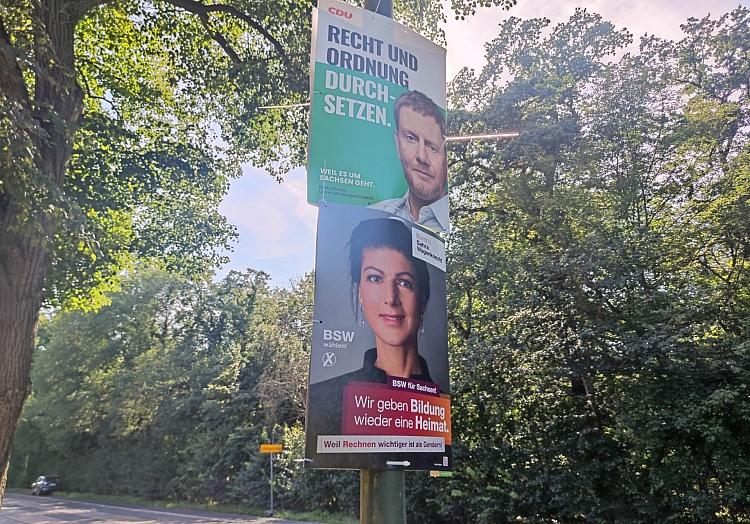 Wahlplakate von CDU und BSW zur Landtagswahl in Sachsen (Archiv), via dts Nachrichtenagentur