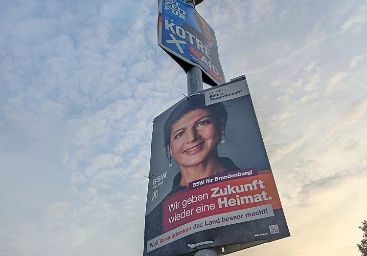 AfD- und BSW-Wahlplakat zur Landtagswahl in Brandenburg am 18.08.2024, via dts Nachrichtenagentur