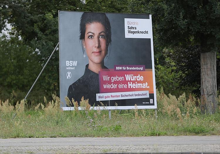 BSW-Wahlplakat mit Sahra Wagenknecht zur Landtagswahl in Brandenburg (Archiv), via dts Nachrichtenagentur