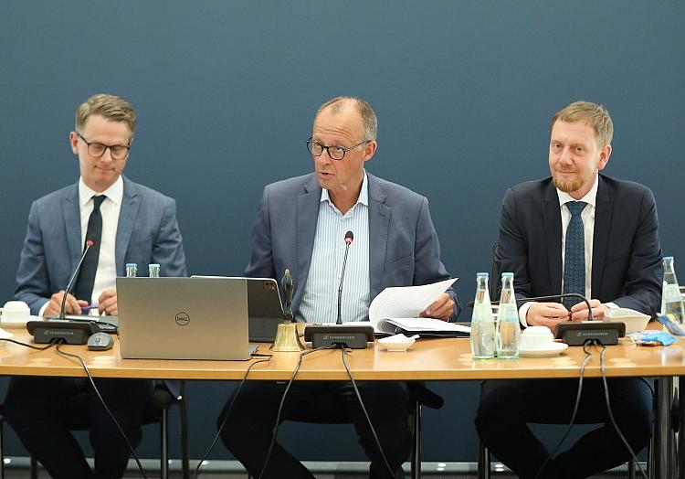 Linnemann, Merz, Kretschmer am 19.08.2024, via dts Nachrichtenagentur