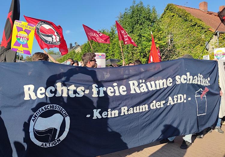 Demo gegen AfD-Wahlparty in Brandenburg am 22.09.2024, via dts Nachrichtenagentur