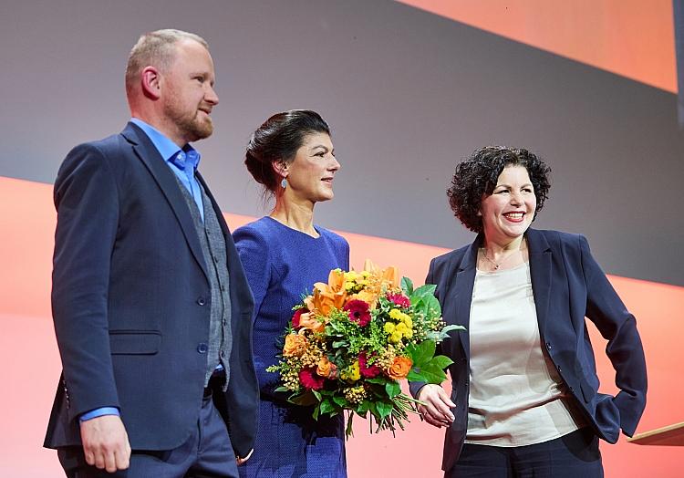 Christian Leye, Sahra Wagenknecht, Amira Mohamed Ali am 12.01.2025, via dts Nachrichtenagentur