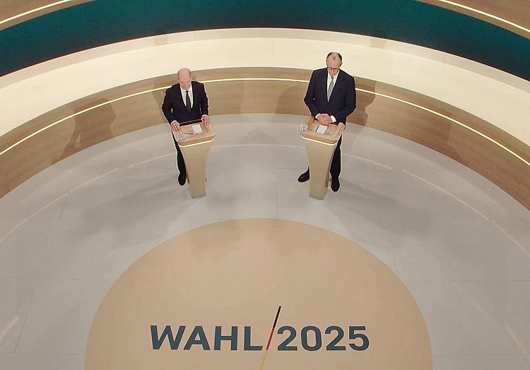 TV-Duell mit Olaf Scholz und Friedrich Merz in ARD und ZDF am 09.02.2025, ARD/ZDF via dts Nachrichtenagentur